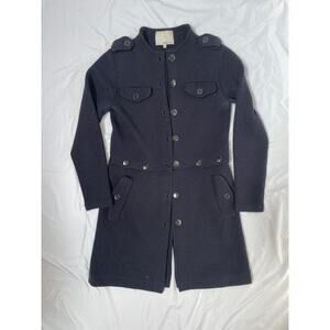 3.1 Phillip Lim Navy Merino Wool Sweater Trench Cardigan Military Coat, Small